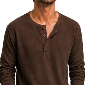 Cedar Brown Ribbed Henley